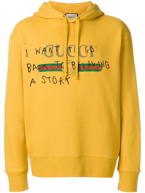 gucci yellow logo hoodie|Gucci oversized logo hoodie.